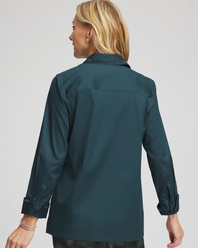 Rhinestone Embellished Poplin Tunic - image 3